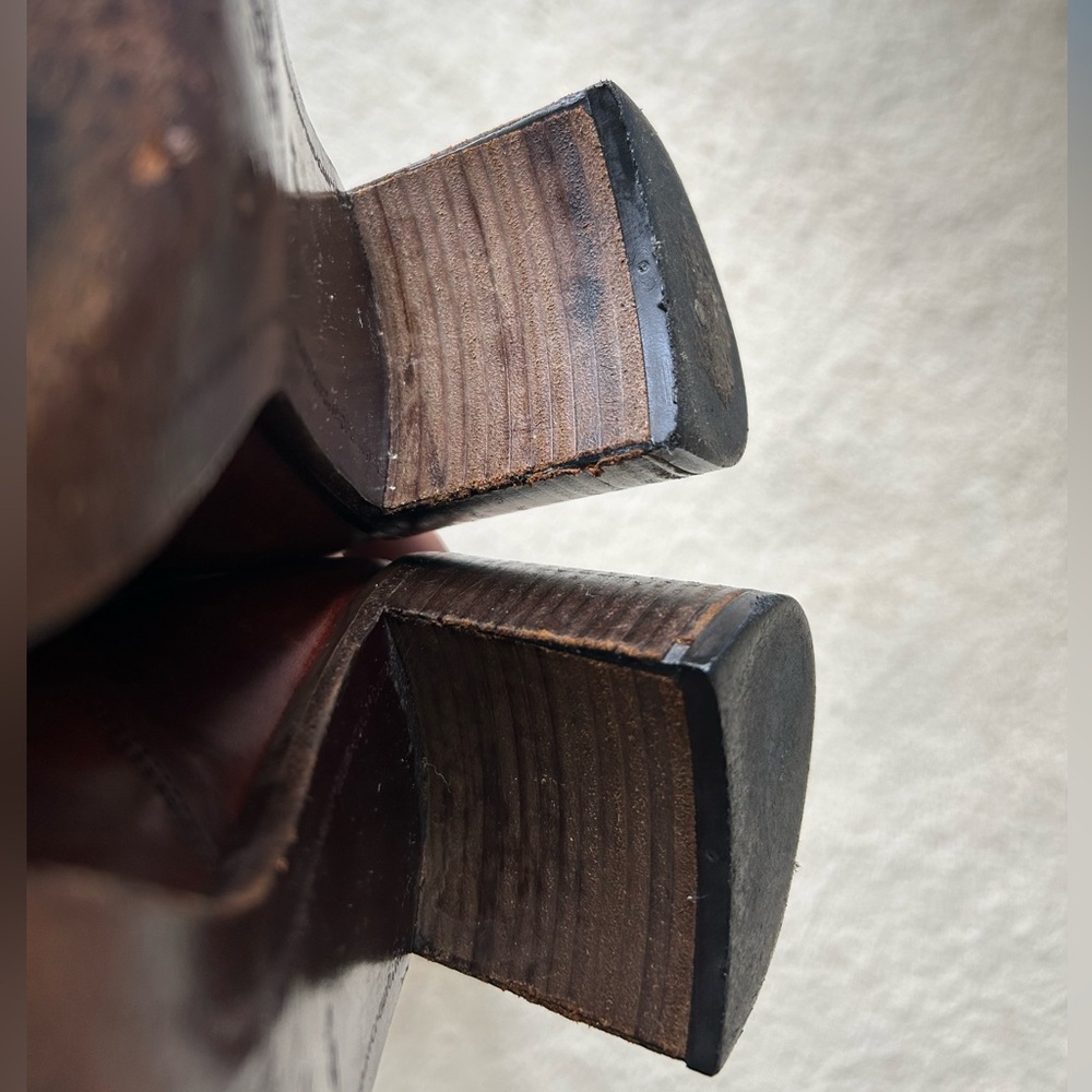Joan & David Brown Leather Heeled Ankle Boots Italy Buckle Strap EU 40.5 Chelsea - Picture 10 of 14